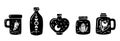 Mason jar clipart bundle, Celestial magic jar black and white glass bottles isolated items on white background