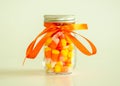 Mason jar filled with candy corn Royalty Free Stock Photo