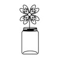 Mason jar with flowers isolated icon