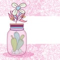 Mason jar flowers pot card