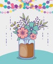 Mason jar flowers sand balls garland decoration