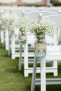 Mason jar and flowers at wedding Royalty Free Stock Photo