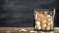 Mason jar full of coins. Financial saving metaphor. Royalty Free Stock Photo