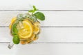 Mason jar a glass of homemade lemonade with mint and ice Royalty Free Stock Photo