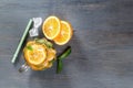 Mason jar a glass of homemade lemonade with mint and ice Royalty Free Stock Photo