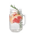 Mason jar of infused water with grapefruit slices