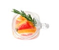 Mason jar of infused water with grapefruit slices isolated on white