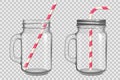 Mason jar with lid and straw mock up