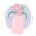 Mason jar pink flowers decoration ornament