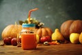 Mason jar pumpkin juice Royalty Free Stock Photo