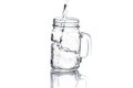 Mason jar with water isolated on white Royalty Free Stock Photo