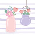 Mason jars hanging flowers rustic romantic decoration