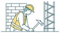 Mason Worker with Hammer: Traditional Building Craft, vector design Generative AI Royalty Free Stock Photo