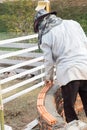 mason worker is laying the brick Royalty Free Stock Photo