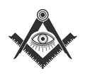 Masonic Freemasonry Emblem Icon Logo. Vector illuminati all seeing eye