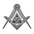 Masonic Freemasonry Emblem Icon Logo. Vector