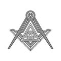 Masonic Freemasonry Emblem Icon Logo on White Background. Vector