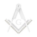 Masonic Freemasonry Square and Compass with G Letter Emblem Icon Logo Symbol in Clay Style. 3d Rendering