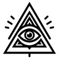 Masonic Illuminati Symbols, Eye in Triangle Sign. Vector Royalty Free Stock Photo