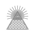 Masonic Illuminati Symbols, Eye in Triangle Sign. Vector