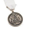 Masonic medal isolated on white background Royalty Free Stock Photo