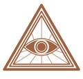 Masonic seeing eye in triangle sign, magic symbol