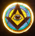 Masonic sign, stained glass