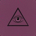 Masonic symbol The all-seeing eye inside the pyramid triangle icon. Vector illustration Royalty Free Stock Photo