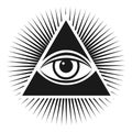 Masonic symbol The all-seeing eye inside the pyramid triangle icon. Vector illustration on a white background Royalty Free Stock Photo