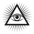 Masonic symbol The all-seeing eye inside the pyramid triangle icon. Vector illustration on a white background Royalty Free Stock Photo