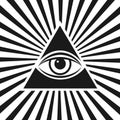 Masonic symbol The all-seeing eye inside the pyramid triangle icon. Vector illustration on a white background Royalty Free Stock Photo