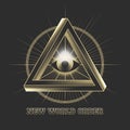 Masonic Symbol All Seeing Eye in Triangle on Black Background