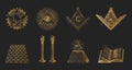 Masonic symbols set in vector. Occult symbolism.