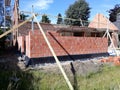 Masonry brick walls building a house