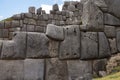 Masonry element of the walls of the Sacsayhuaman fortress in Cusco. Peru.