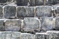 The masonry of the large stone. The pyramid of Kukulkan in Chichen Itza. Mayan pyramids, sky, clouds. Yucatan. Mexico Royalty Free Stock Photo