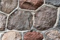 Masonry stone abstract texture on ancient foundation of cathedral. Old tile pattern Royalty Free Stock Photo