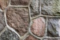 Masonry stone abstract texture on ancient foundation of cathedral. Old tile pattern Royalty Free Stock Photo