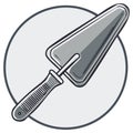 Masonry trowel tool for construction work grayscale vector icon illustration Royalty Free Stock Photo