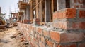 Masonry Work on Brick Wall for House Development Project Royalty Free Stock Photo
