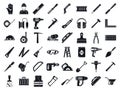 Masonry worker tools icon set, simple style Royalty Free Stock Photo