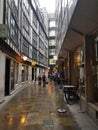 Masons Avenue London in the rain close to St Pauls Catheral Royalty Free Stock Photo