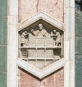 Masons building a Wall - Bas Relief in Florence