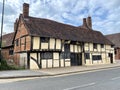 Masons Court, 1485. 1-4 Rother St. The oldest house in Stratford upon Avon. Stratford-upon-Avon, April 26, 2023.