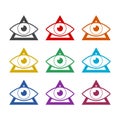 Masons symbol All-seeing eye of God icon, color set