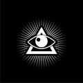 Masons symbol All-seeing eye of God icon isolated on dark background