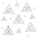 Masons symbol All-seeing eye of God icon isolated seamless pattern on white background