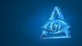 Masons symbol All-seeing eye of God. The eye of Providence in the triangle, religion concept. Abstract, digital