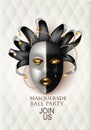 Masquerade ball party invitation banner with masquerade mask.