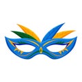 Masquerade blue mask with yellow feathers template Royalty Free Stock Photo